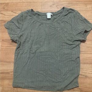 Caslon Olive Ribbed Short Sleeve Top